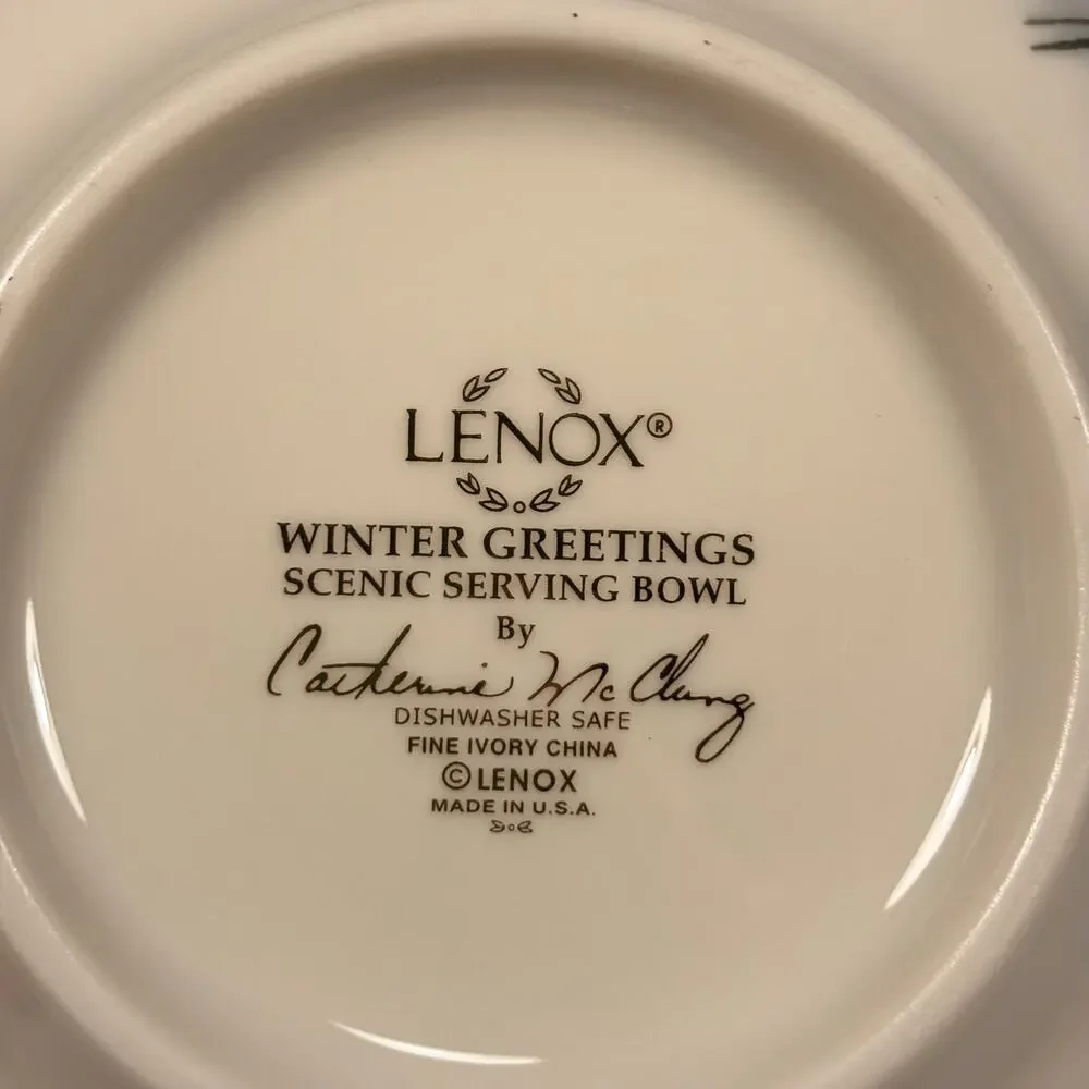 Lenox Winter Greetings Scenic Cardinal Waxwing Birds Serving Plates Bowl Set 3